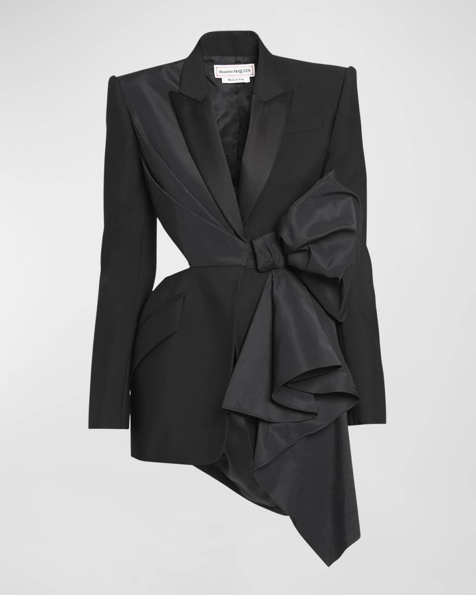 Cutout Blazer Jacket with Bow Detail